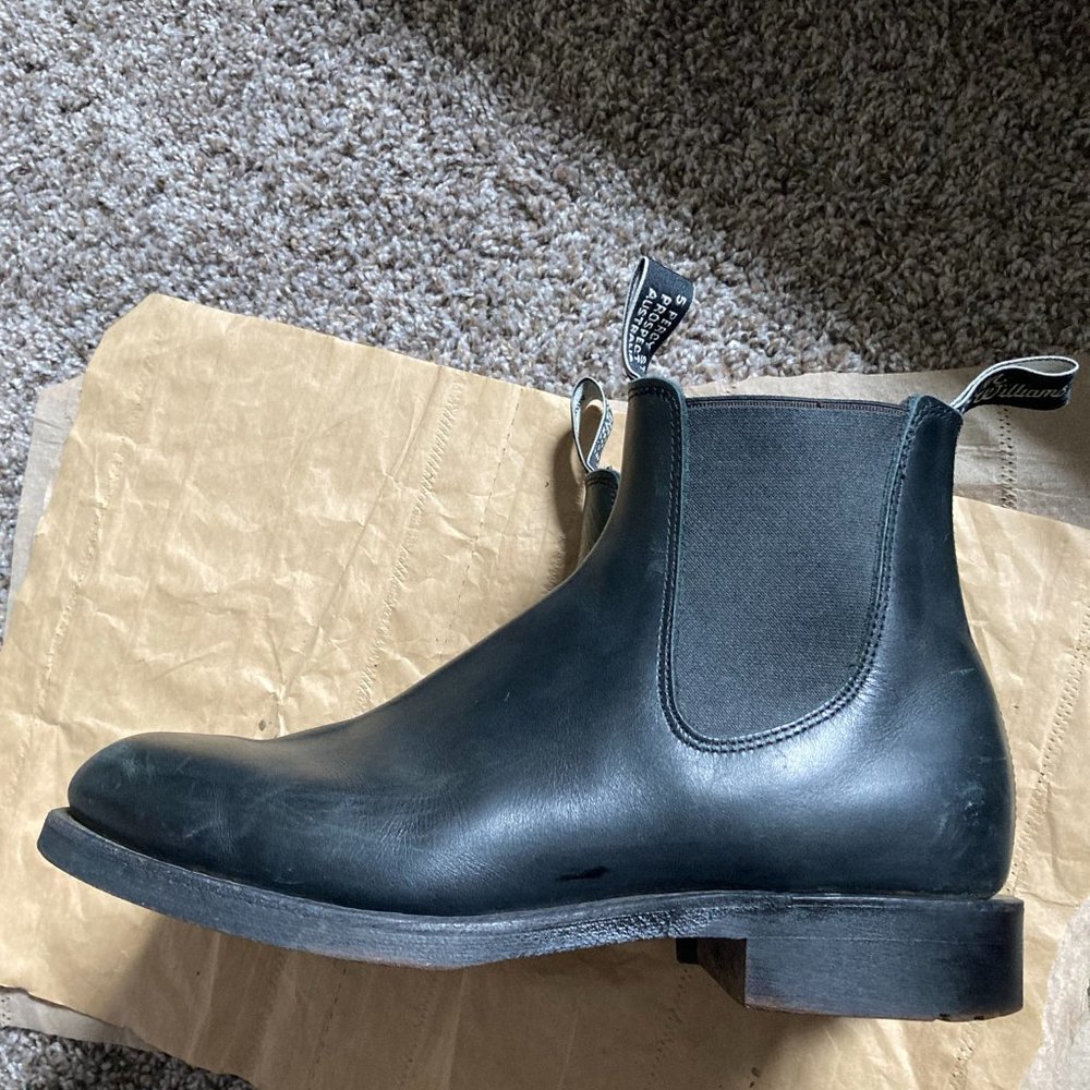 R.M. Williams Gardener boot black greasy kip leather 6+ G